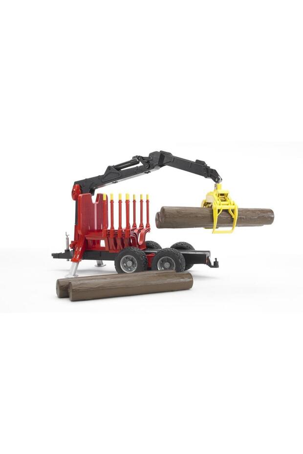 Log Carrier Trailer with Loading Crane & Logs Br02252 - 4