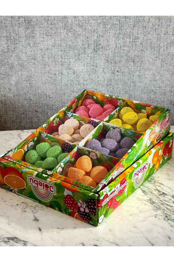 Renkli Kaskas Şekeri Kaplı Meyve Aromalı Yumuşak Jöle 1000 gr (MIXED FRUIT FLAVORED SOFT CANDIES) - 1