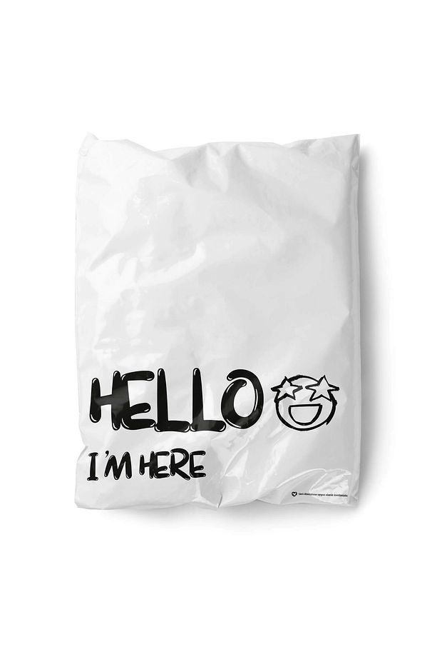 Hello I'm Here Baskılı Kargo Poşeti 34x45+5 Cepsiz 50 Adet - 1
