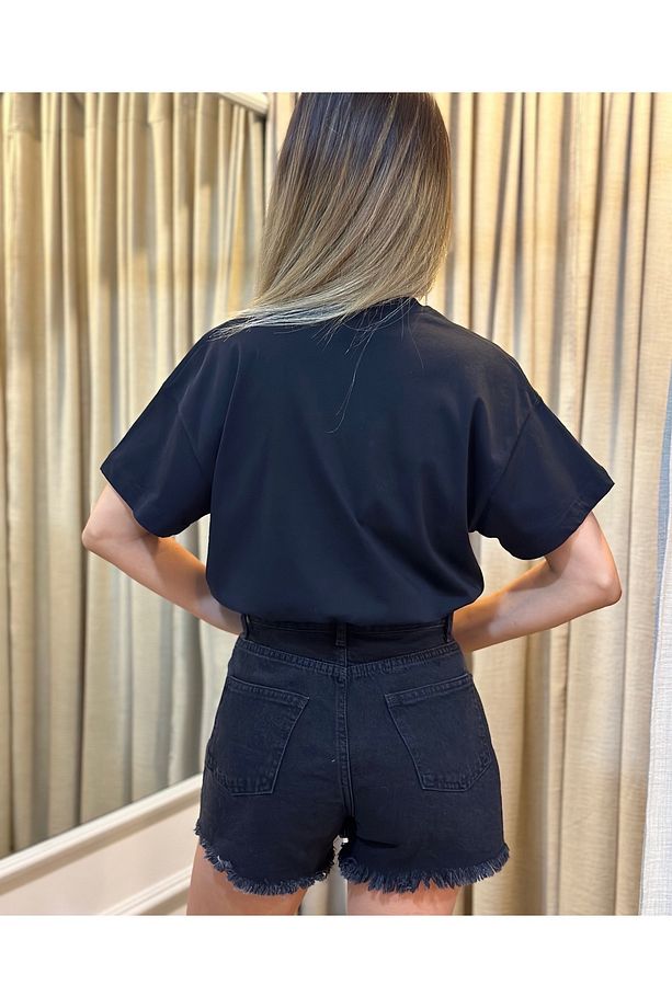 Kruvaze Denim Şort Etek - 4