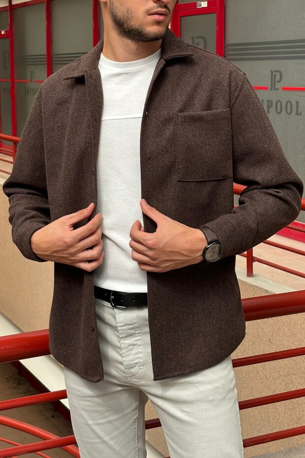 Old Money Culture - Regular Fit Stamp Jacket-Shirt with Pocket Detail 1611