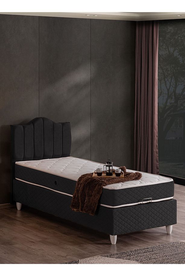 Baza, Trend Tek Kişilik Baza Başlık Letto Yatak Seti - Antrasit - 6