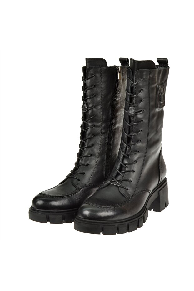 Hakiki Deri Kadın Bot ND-21047 SİYAH - 5