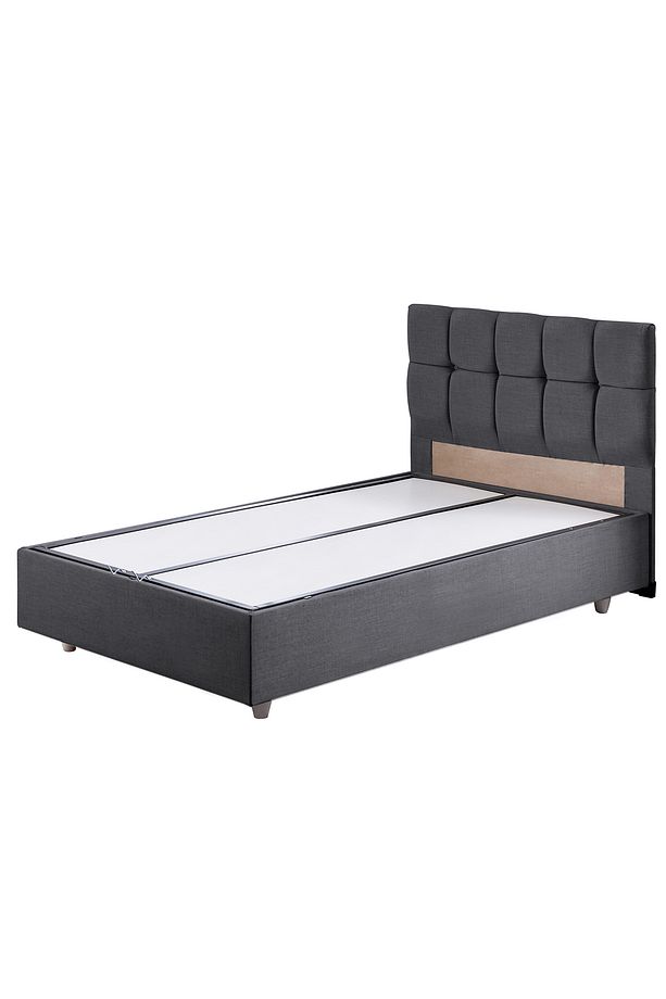 Berlin Tek Kişilik Baza Başlık Comfort Yatak Seti, Antrasit Gri - 4
