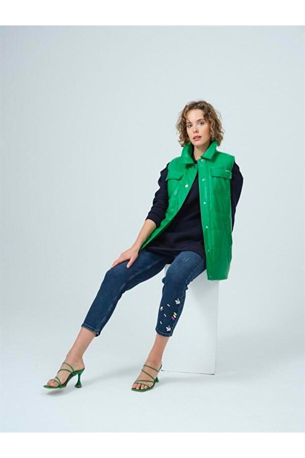 Moodbasıc Cepli Deri Kısa Yelek - 2