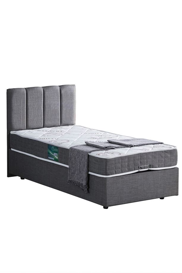 Defne Tek Kişilik Baza Başlık Comfort Yatak Seti, Gri - 3