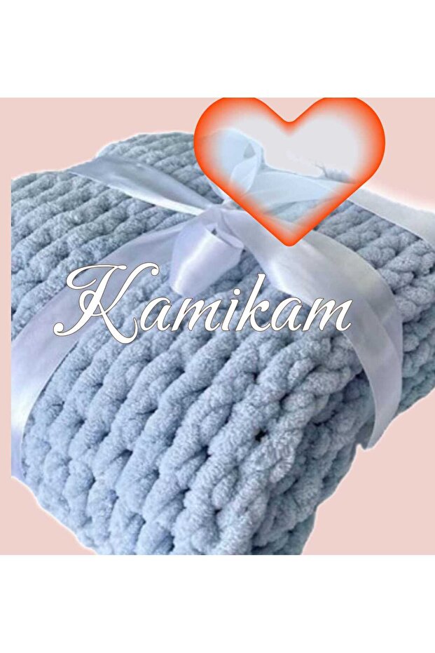Plush, Velvet, Soft Alize Hand Knitted Baby Blanket