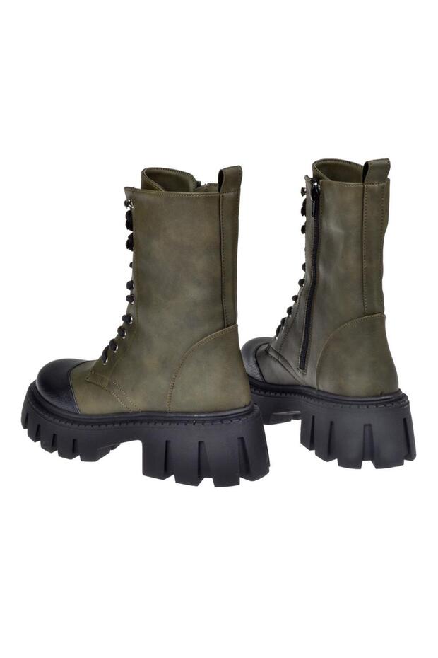 Kalın Tabanlı Postal Kadın Bot SMS-10108 HAKİ - 5