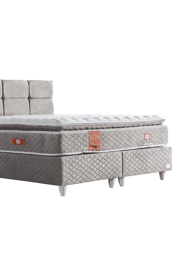 Baza, Gümüş Ikili Set, Çift Kişilik Baza Başlık - Gri - 5
