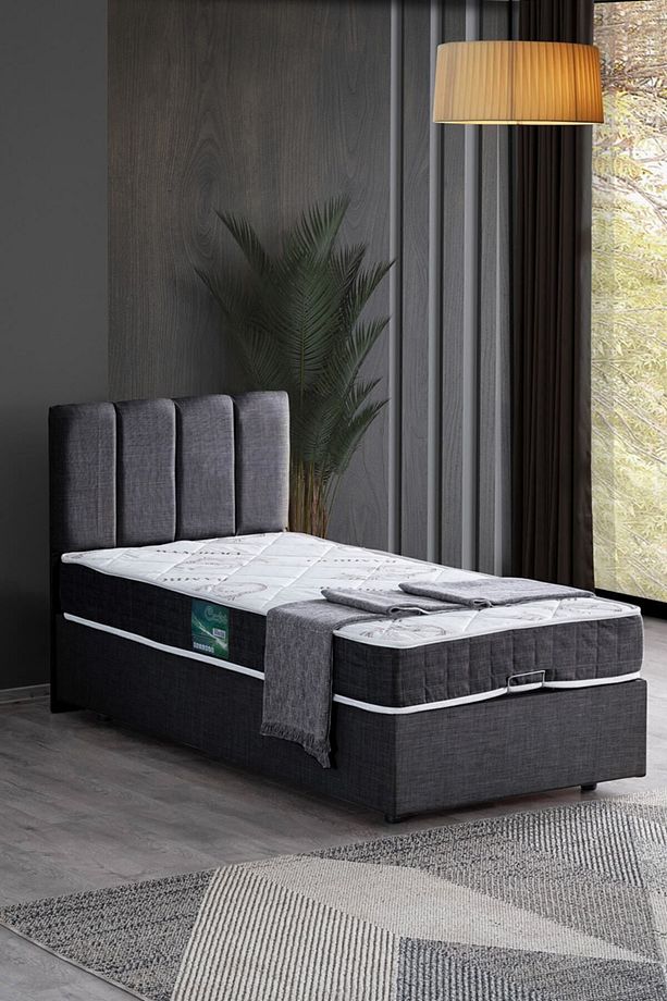 Defne Tek Kişilik Baza Başlık Comfort Yatak Seti, Antrasit - 2