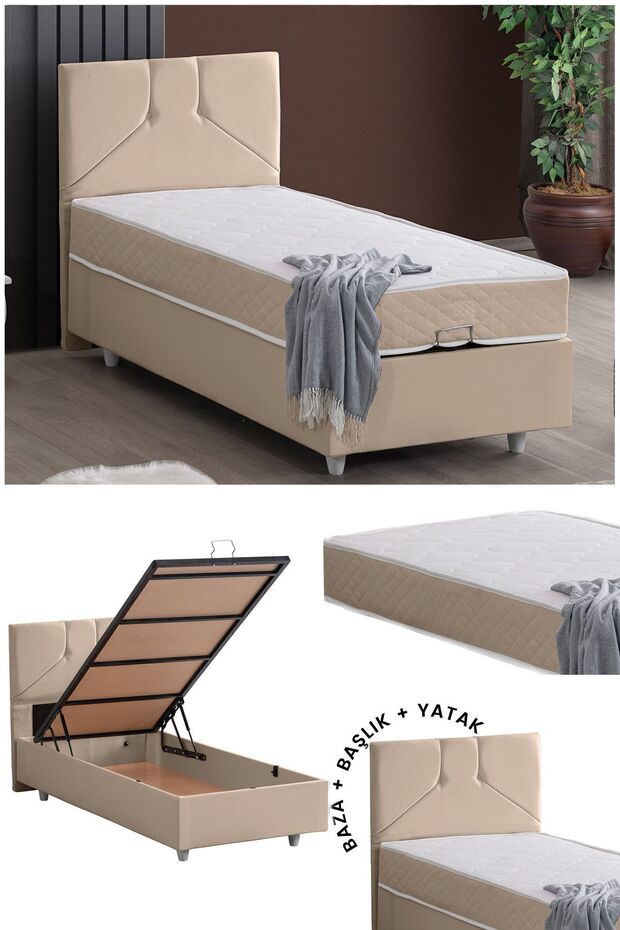Wick Tek Kişilik Baza Başlık Letto Yatak Seti - 1