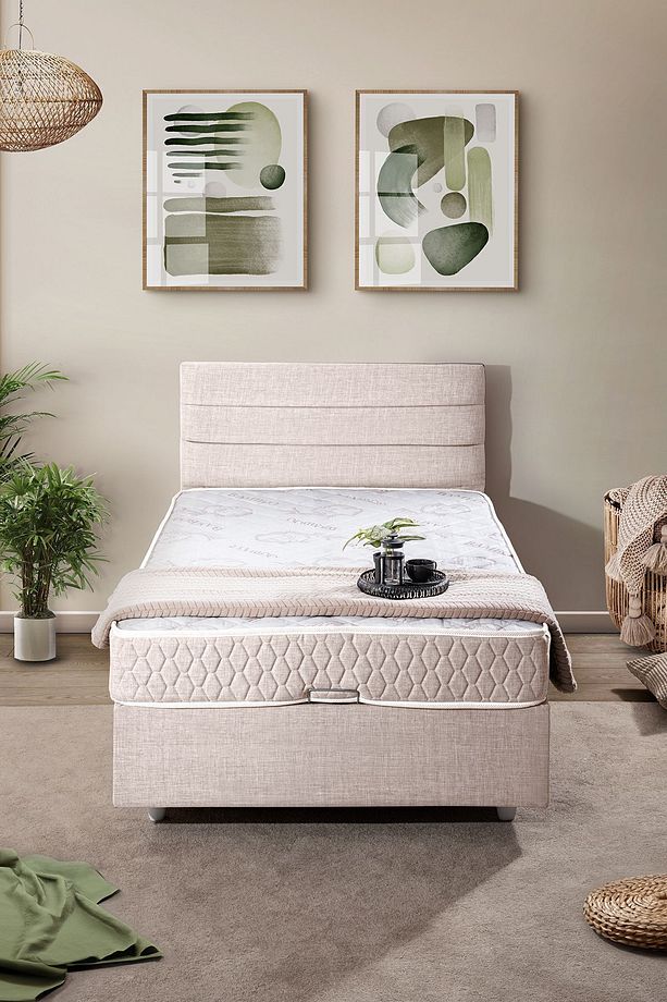 Sofia Tek Kişilik Baza Başlık Comfort Yatak Seti Krem - 2