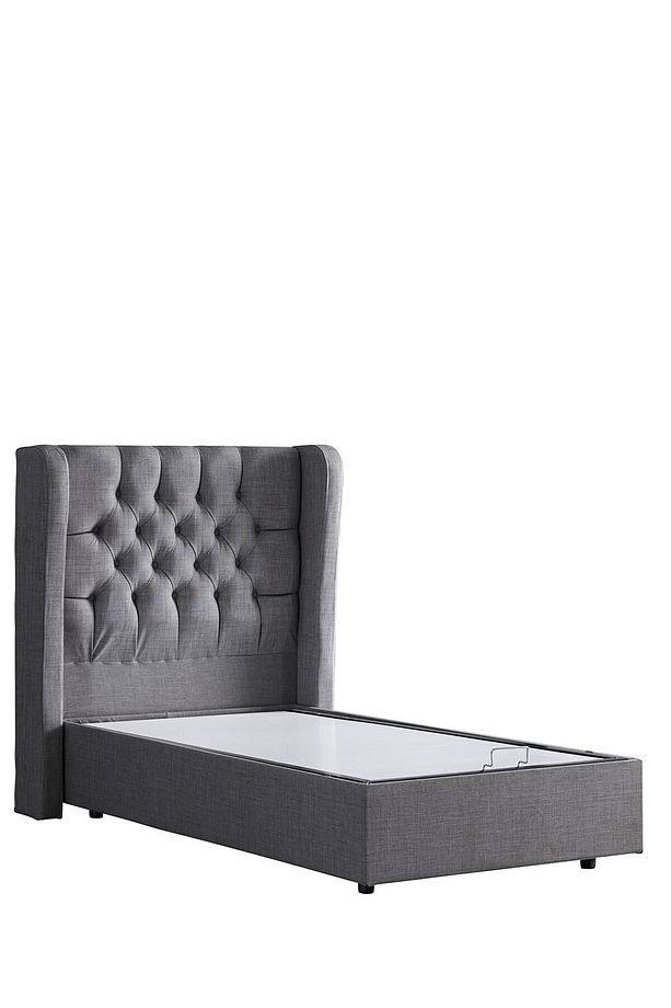 Riga Tek Kişilik Baza Başlık Comfort Yatak Seti, Gri - 5