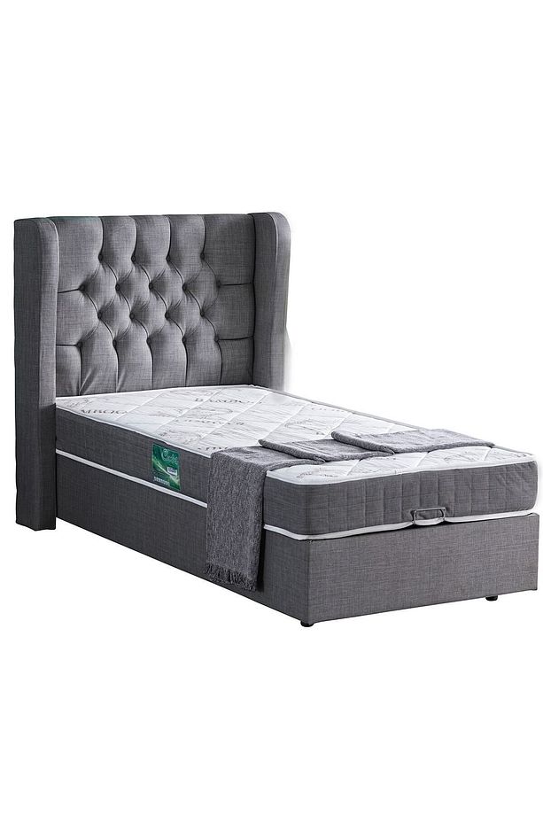 Riga Tek Kişilik Baza Başlık Comfort Yatak Seti, Gri - 4