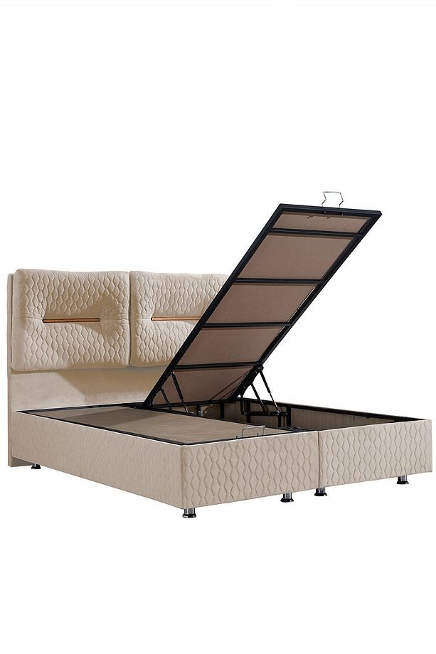 Astra Ikili Set, Çift Kişilik Baza Başlık Seti, Bej - 3
