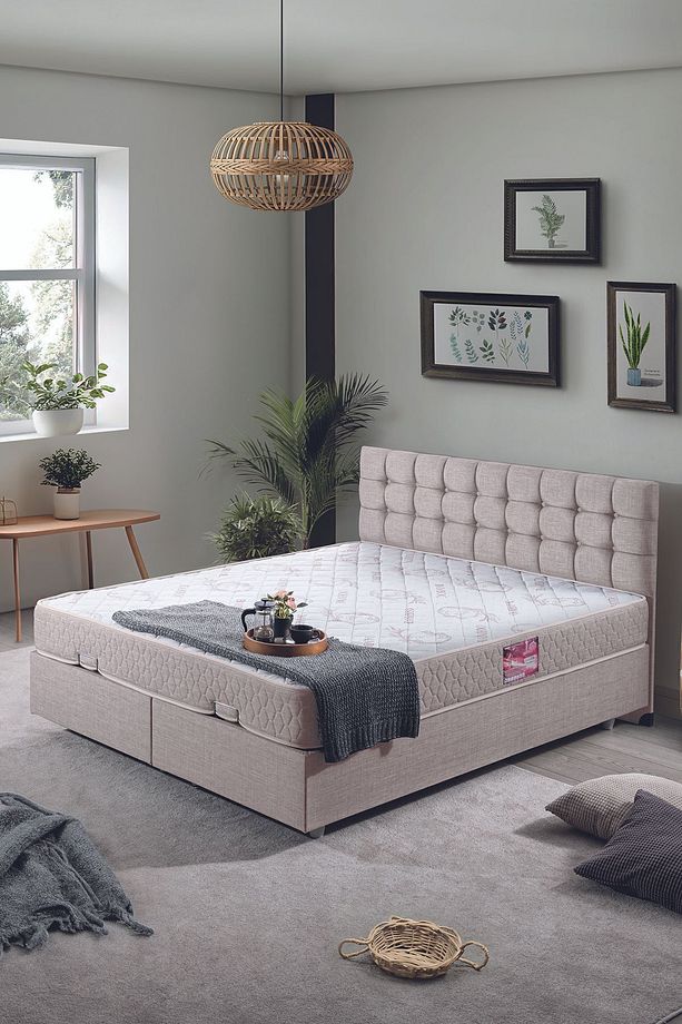 Venedik Çift Kişilik Baza Başlık Letto Yatak Seti Krem - 1