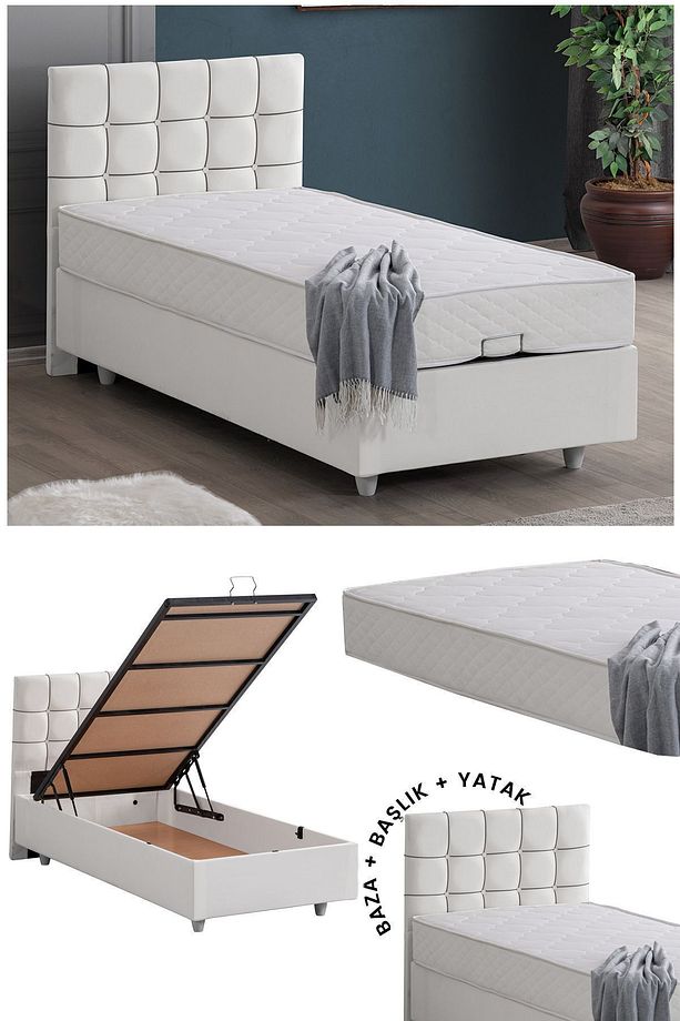 Tavira Tek Kişilik Baza Başlık Letto Yatak Seti - 1