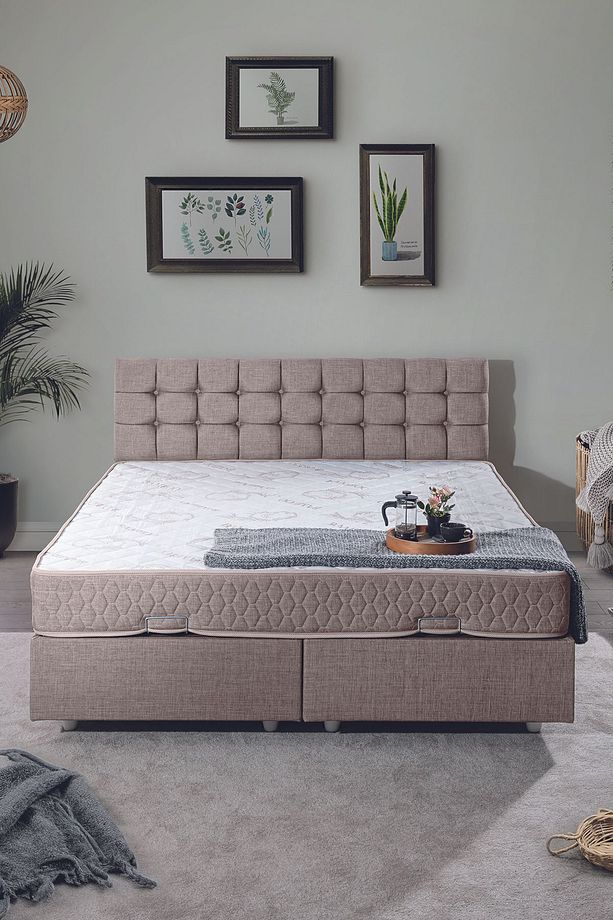 Venedik Çift Kişilik Baza Başlık Letto Yatak Seti Kahve - 2