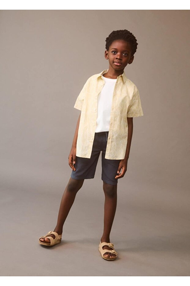 Düğmeli desenli gömlek - 5