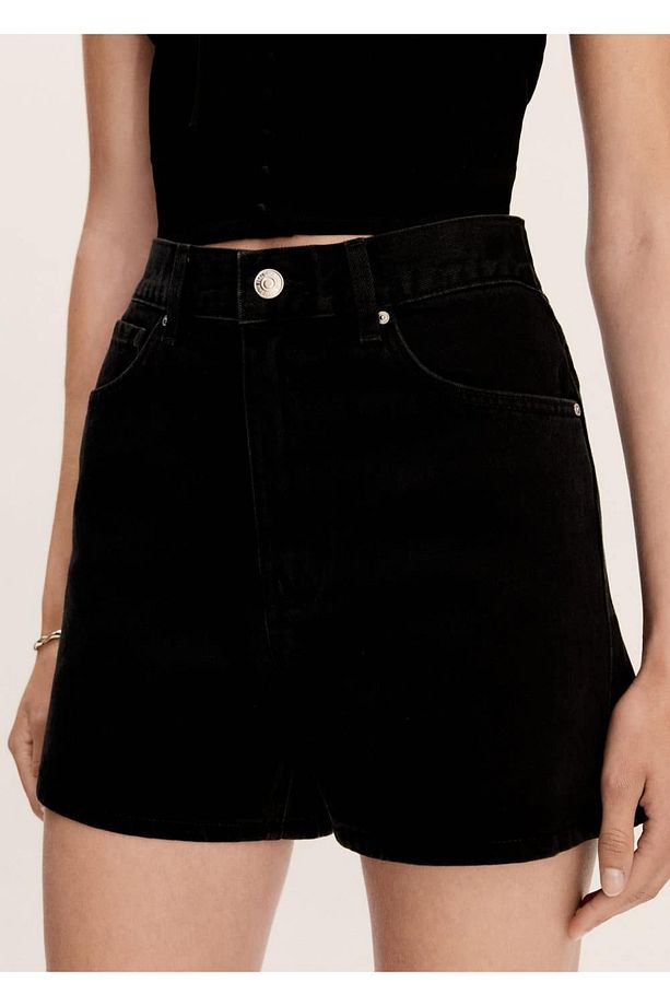 Yüksek belli denim şort - 7