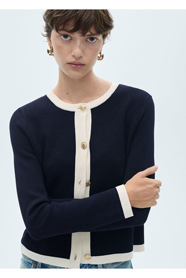 Kontrast Renkli Hırka - 1