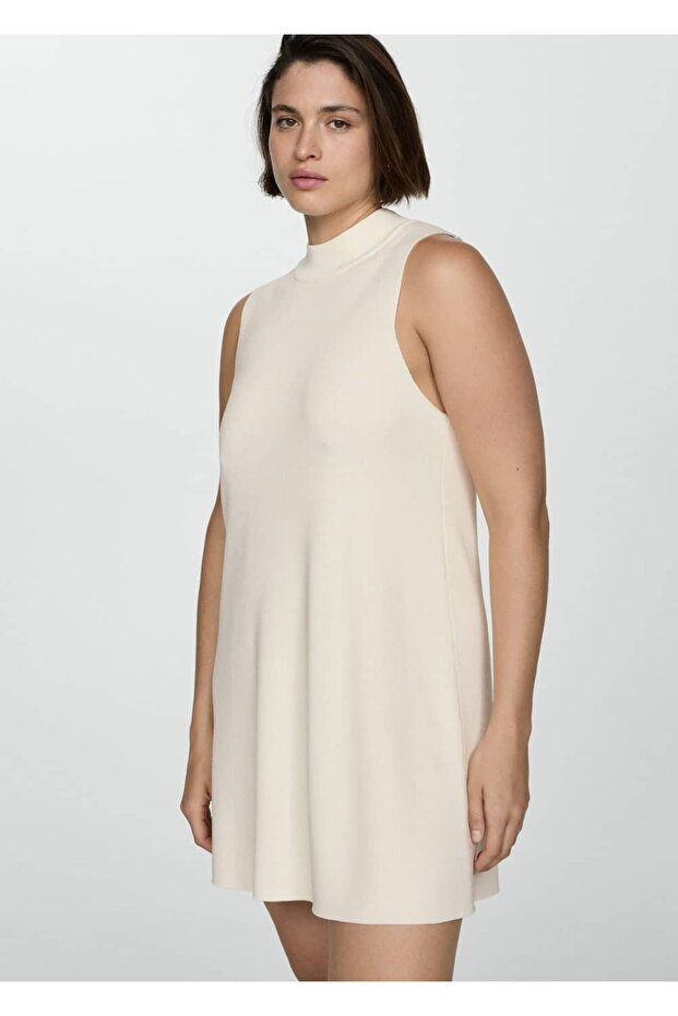 Perkins yakalı triko elbise - 7