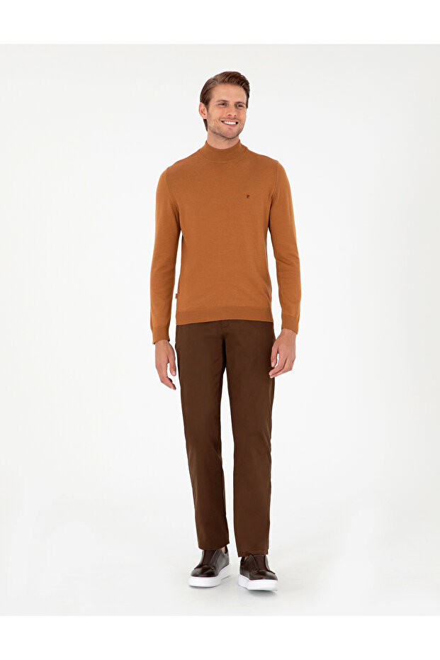 Brown Regular Fit Basic Canvas Trousers 50292505-Vr029