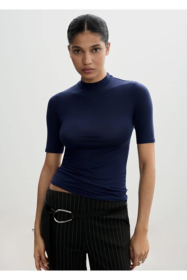 Kısa Kollu Triko Tişört - 1