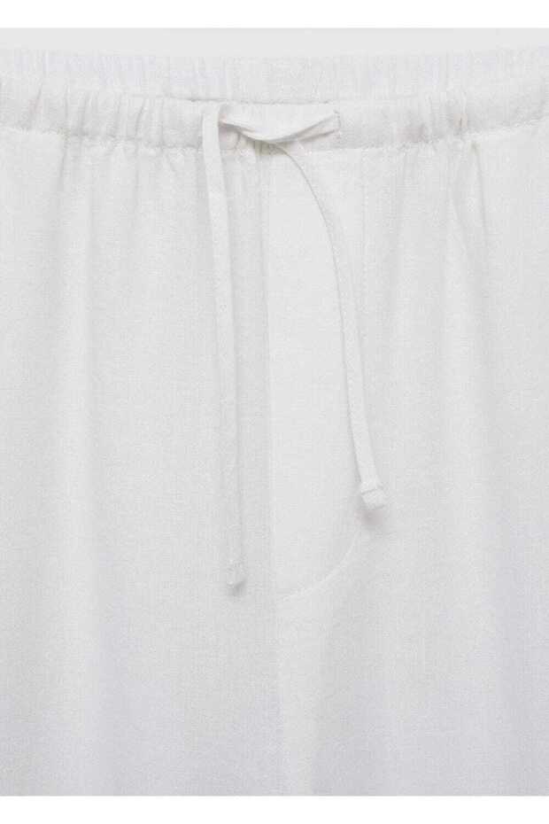 Düz kesim keten pantolon - 6