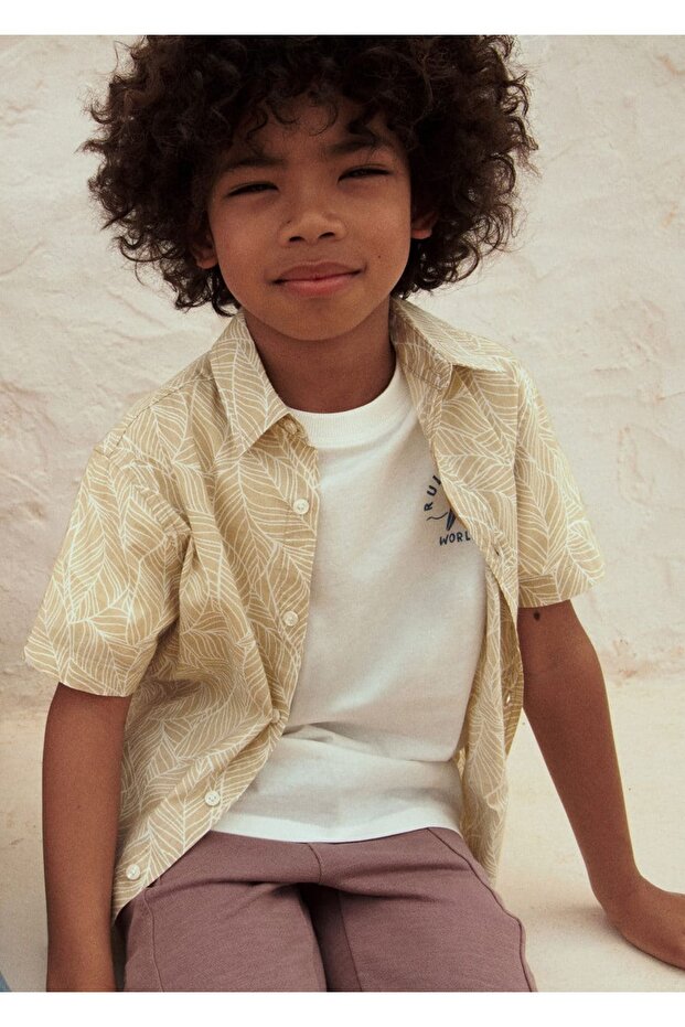 Düğmeli desenli gömlek - 1