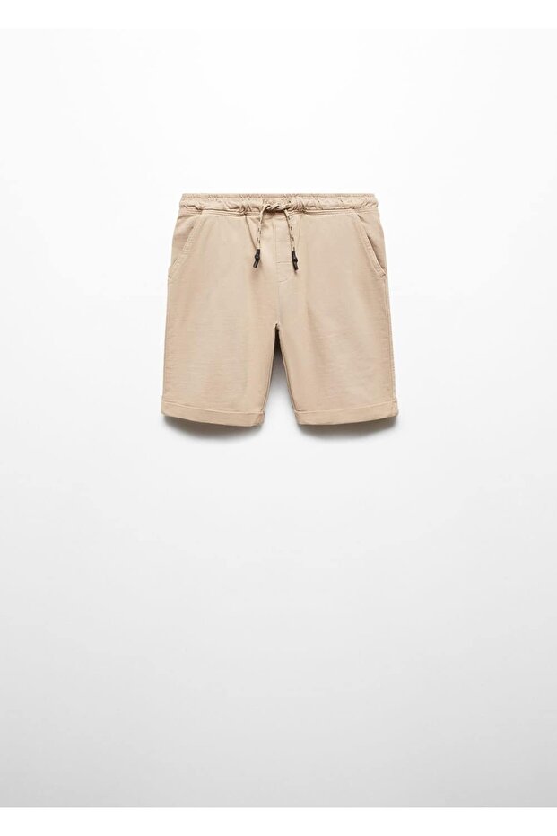 Beli lastikli bermuda şort - 1