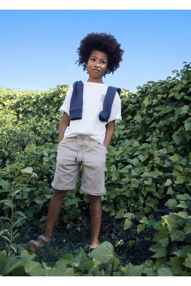 Beli lastikli bermuda şort - 4