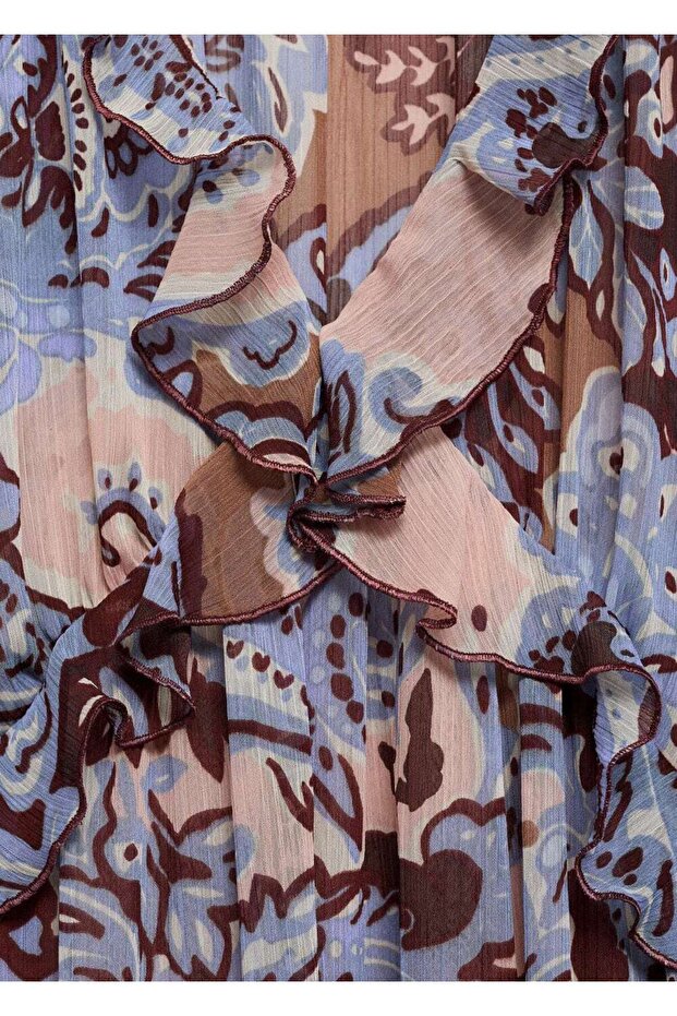 Fırfırlı paisley elbise - 8