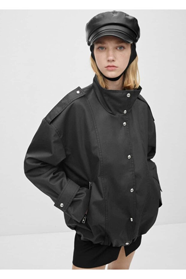 Düğmeli oversize parka - 1