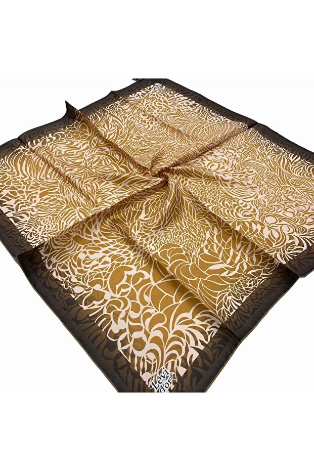 Mustard Patterned Tivil Silk Scarf 21115