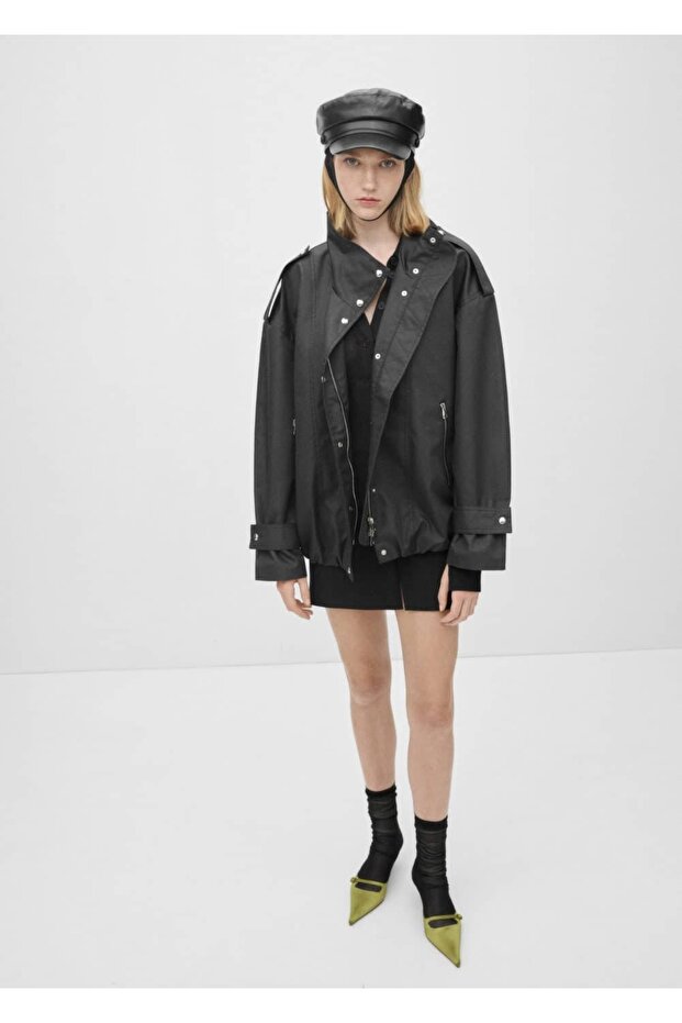 Düğmeli oversize parka - 2