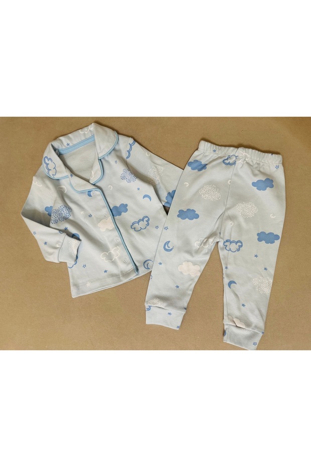 طقم بيجامة للأولاد بأزرار أمامية - 1