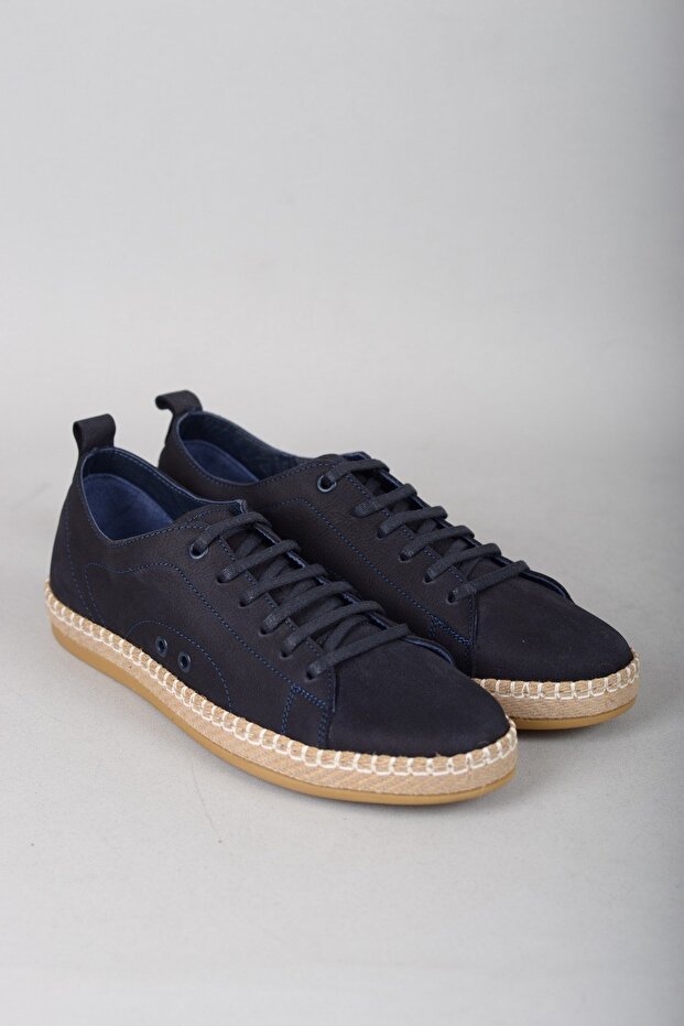 Select 5519 genuine leather causal men's shoes navy blue nubuck