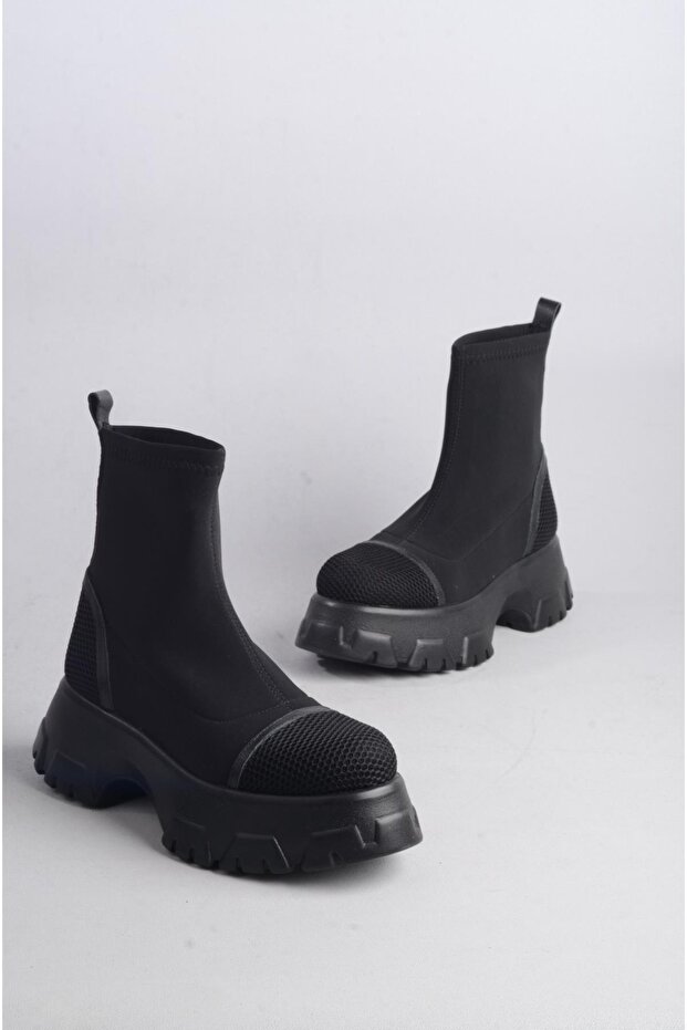 SEÇ 5840 KALIN TABANLI STREÇ BOT (Topuk Boyu: 6cm) SİYAH - 6