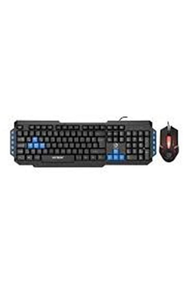 Hyk-46 Combo Siyah Usb Mavi Tuşlu Q Gaming Oyuncu Klavye Mouse Set - 1