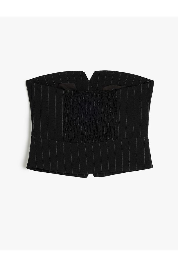 X Zeynep Bastık - Düğme Ve Cep Detaylı Straplez Crop Üst - 2