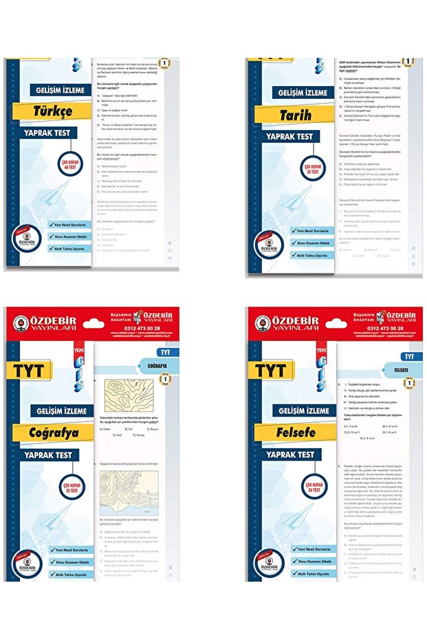 ÖZDEBİR YAYINLARI TYT YAPRAK TEST SÖZEL SET (TÜRKÇE, TARİH, COĞRAFYA, FELSEFE) - 1