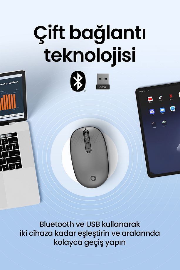 MX400 Prime Pro Sessiz Kablosuz Mouse Bluetooth ve 2.4GHz Wireless Bağlantı - Ayarlanabilir DPI - 3