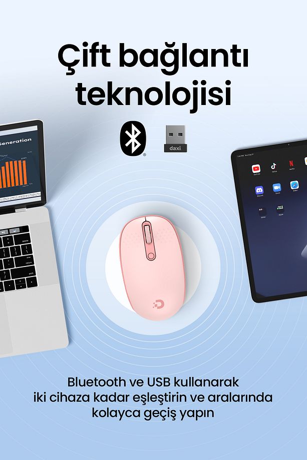 MX400 Prime Pro Sessiz Kablosuz Mouse Bluetooth ve 2.4GHz Wireless Bağlantı - Ayarlanabilir DPI - 3