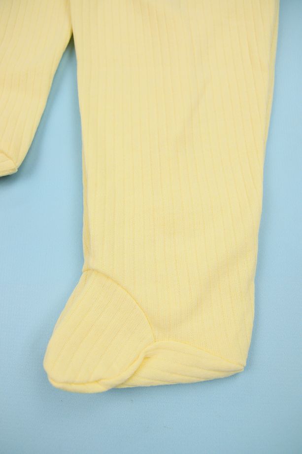 Fitilli Kumaş %100 Pamuk 3'lü Patikli Sarı Bebek Tek Alt Seti, Bebek Pijama Altı - 4