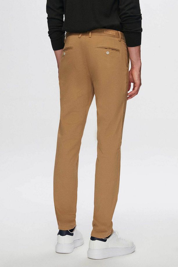 Regular Fit Camel Düz Chino Pantolon - 3