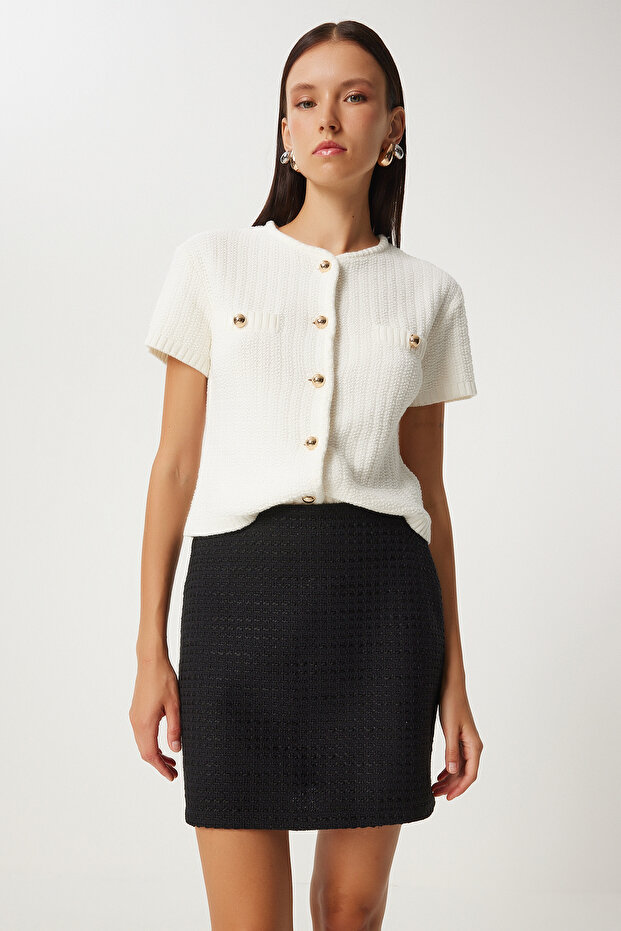 Mini Tweed Skirt Black Lul0006