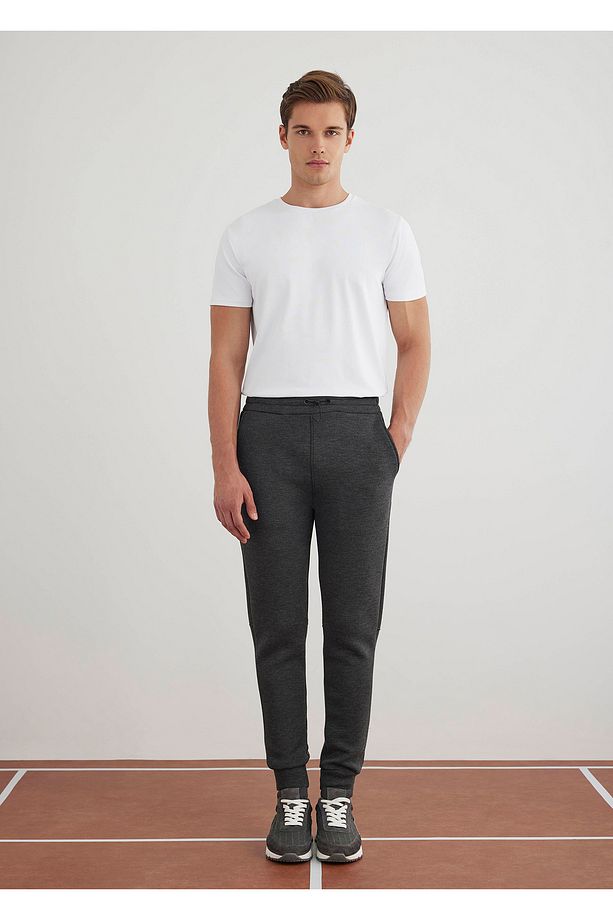 Antrasit Renk Örme Kumaşdan Jogger Pantolon - 1
