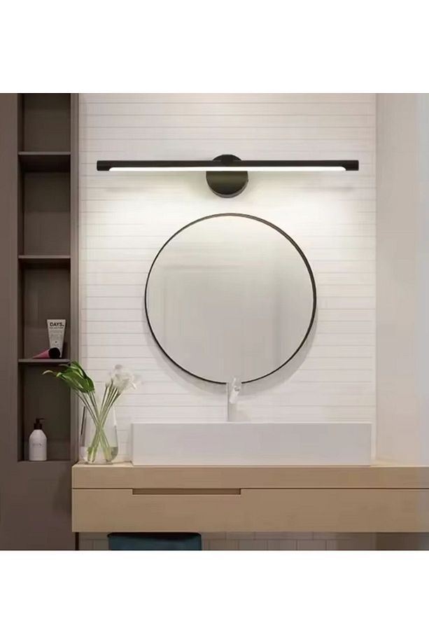 Modern Kablosuz Tak Çalıştır Ledli Pilli Aplik Banyo Tablo Ayna Duvar Aydınlatma Siyah Pil Dahildir - 4