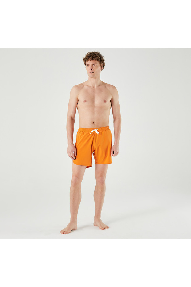 Erkek Baskılı Turuncu Mayo Şort - 1